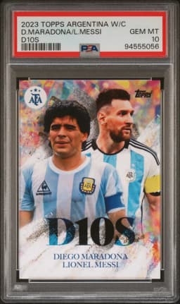 2023 #NA Diego Maradona/Lionel Messi PSA 10 Topps Argentina World Champions