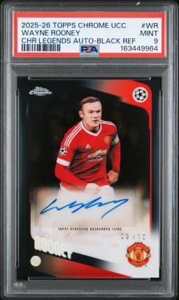 2025 #WR Wayne Rooney PSA 9 Topps Chrome UEFA Club Competitions Chrome Legends Autographs