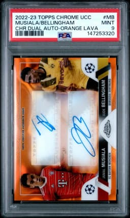2022 #MB Jamal Musiala/Jude Bellingham PSA 9 Topps Chrome UEFA Club Competitions Chrome Dual Autographs