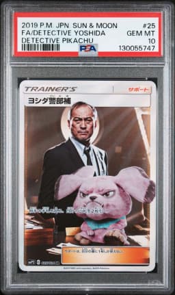 2019 #25 Full Art/Detective Yoshida PSA 10 Japanese Sun & Moon Detective Pikachu