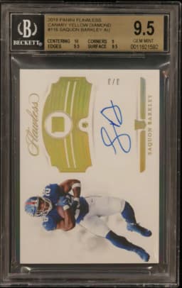 2018 #116 Saquon Barkley AU BGS 9.5 Panini Flawless Canary Yellow Diamond