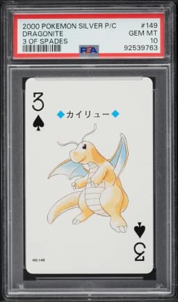 2000 #149 Dragonite PSA 10 Silver Version Playing Cards Pokemon