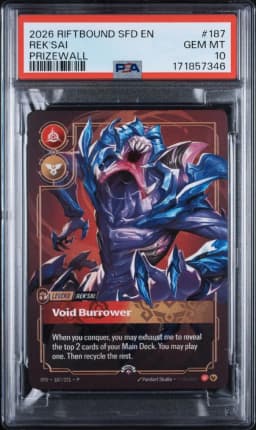 2026 #187 Rek'Sai - Void Burrower PSA 10 Riftbound: League of Legends Sfd-Spiritforged Plated Legends