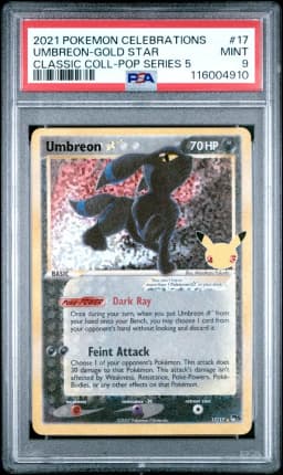 2021 #17 Umbreon-Gold Star PSA 9 Celebrations Classic Collection