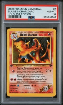 2000 #2 Blaine's Charizard PSA 8 Gym Challenge