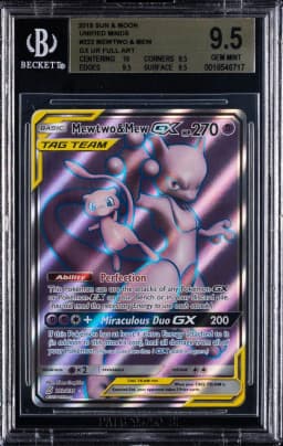 2019 #222 Full Art/Mewtwo & Mew GX BGS 9.5 Sun & Moon Unified Minds Pokemon