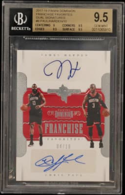2017 #9 Chris Paul/James Harden/10 BGS 9.5 Panini Dominion Franchise Favorites Dual Signatures
