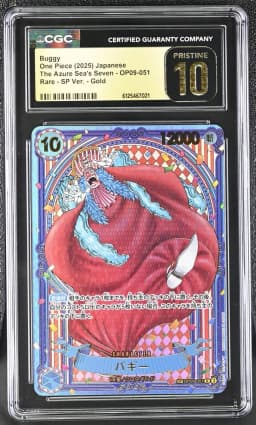 2025 #OP09-051 Buggy CGC 10 SP Ver. (SP next to number) Gold The Azure Sea's Seven (OP14) - Japanese One Piece