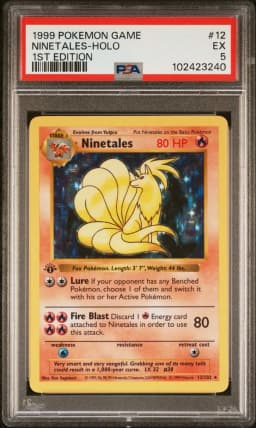 1999 #12 Ninetales-Holo 1st Edition PSA 5 Game