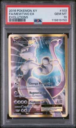 2016 #103 Full Art/Mewtwo EX PSA 10 XY Evolutions