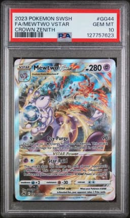 2023 #GG44 Full Art/Mewtwo Vstar PSA 10 Sword and Shield Crown Zenith