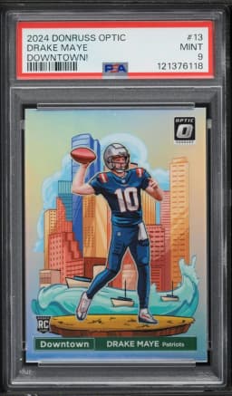 2024 #13 Drake Maye PSA 9 Panini Donruss Optic Downtown! Football