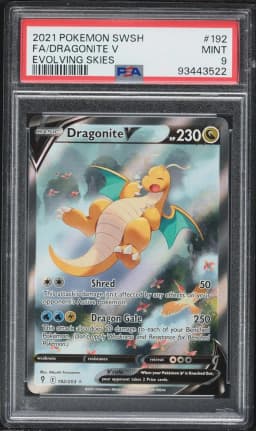 2021 #192 Full Art/Dragonite V PSA 9 Sword & Shield Evolving Skies Pokemon