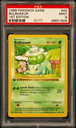 1999 #44 Bulbasaur 1st Edition PSA 9 Game