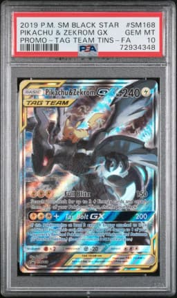 2019 #SM168 Full Art/Pikachu & Zekrom GX PSA 10 SM Black Star Promo Pokemon