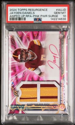 2024 #AUJD Jayden Daniels PSA 10 Topps Resurgence Amped Up Rookie Patch Autographs Football