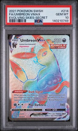 2021 #214 Full Art/Umbreon Vmax PSA 10 Sword & Shield Evolving Skies