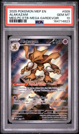 2025 #009 Alakazam PSA 10 Mep EN-Me Black Star Promo