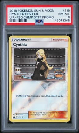 2018 #119 Cynthia-Reverse Foil PSA 8 Sun & Moon Ultra Prism