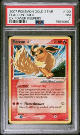 2007 #100 Flareon-Holo Gold Star PSA 7 EX Power Keepers