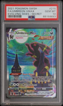 2021 #215 Full Art/Umbreon Vmax PSA 10 Sword & Shield Evolving Skies