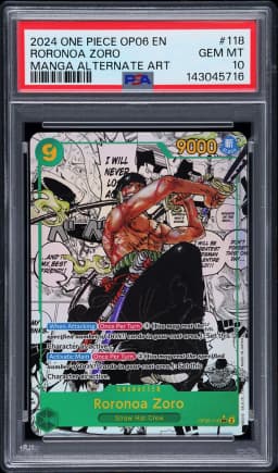 2024 #118 Roronoa Zoro PSA 10 One Piece OP06-Wings of the Captain