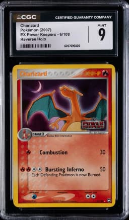 2007 #6 Charizard-Reverse Foil CGC 9 EX Power Keepers Pokemon