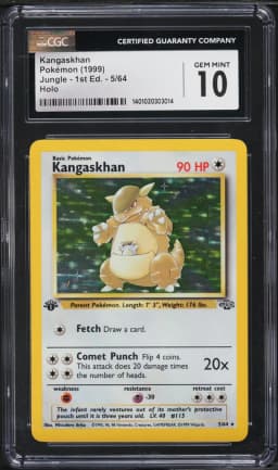1999 #5 JUNGLE 1ST EDITION HOLO KANGASKHAN CGC 10 POKEMON