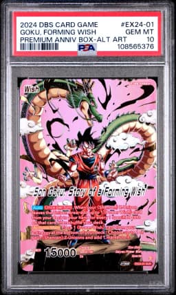 2024 #EX24-01 Son Goku, Story of A Forming Wish PSA 10 Dragon Ball Super Card Game Premium Anniversary Box