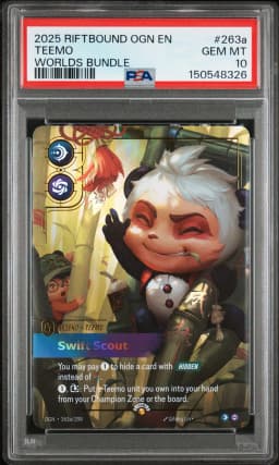 2025 #263a Teemo - Swift Scout PSA 10 Riftbound: League of Legends Ogn-Origins