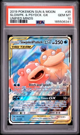 2019 #35 Slowpoke & Psyduck GX PSA 10 Sun & Moon Unified Minds