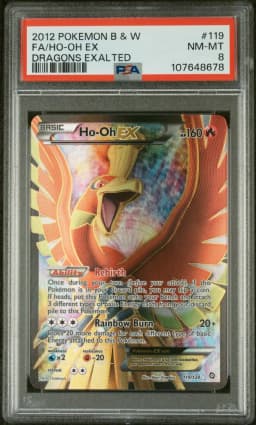 2012 #119 Full Art/HO-Oh EX PSA 8 Black & White Dragons Exalted