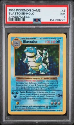 1999 #2 Blastoise-Holo Shadowless PSA 7 Game