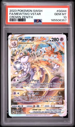 2023 #GG44 Full Art/Mewtwo Vstar PSA 10 Sword and Shield Crown Zenith