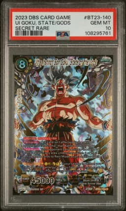 2023 #BT23-140 Ultra Instinct Son Goku, State of the Gods PSA 10 Dragon Ball Super Card Game Series 23 Perfect Combination