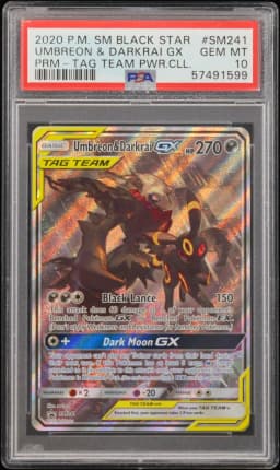 2020 #SM241 Umbreon & Darkrai GX PSA 10 SM Black Star Promo