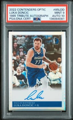 2022 #85LDD Luka Doncic PSA 9 Panini Contenders Optic 1985 Tribute Autographs