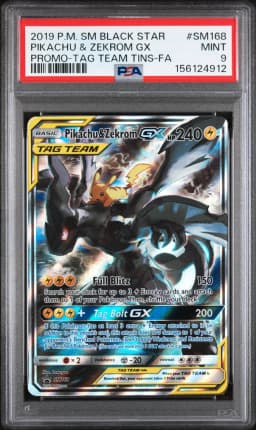 2019 #SM168 Full Art/Pikachu & Zekrom GX PSA 9 SM Black Star Promo
