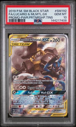 2019 #SM192 Full Art/Lucario & Melmetal GX PSA 10 SM Black Star Promo