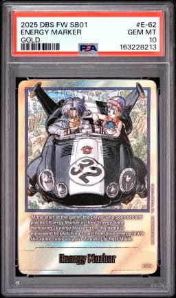 2025 #E-62 Energy Marker PSA 10 Dragon Ball Super Card Game Fusion World Manga Booster 01