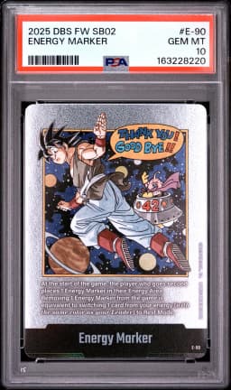 2025 #E-90 Energy Marker PSA 10 Dragon Ball Super Card Game Fusion World Manga Booster 02