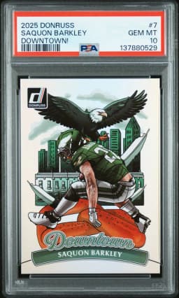 2025 #7 Saquon Barkley PSA 10 Panini Donruss Downtown! Football