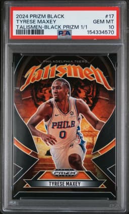 2024 #17 Tyrese Maxey PSA 10 Panini Prizm Black Talismen