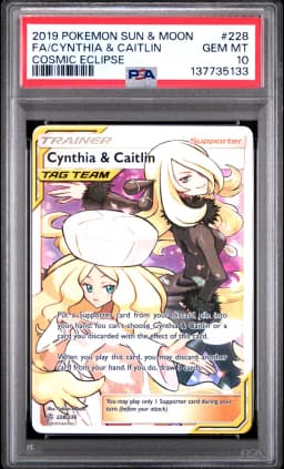 2019 #228 Full Art/Cynthia & Caitlin PSA 10 Sun & Moon Cosmic Eclipse