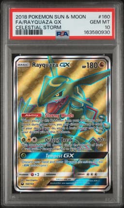 2018 #160 Full Art/Rayquaza GX PSA 10 Sun & Moon Celestial Storm