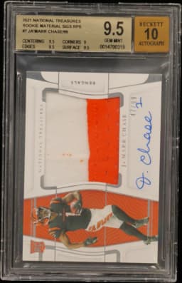 2021 #7 Ja'Marr Chase/99 EXCH BGS 9.5 Panini National Treasures Rookie Material Signatures RPS