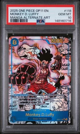 2025 #118 Monkey D. Luffy PSA 10 One Piece OP11-A Fist of Divine Speed