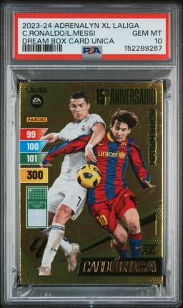 2023 #NA Cristiano Ronaldo/Lionel Messi PSA 10 Panini Adrenalyn XL Laliga Dream Box Card Unica