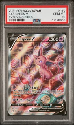 2021 #180 Full Art/Espeon V PSA 10 Sword & Shield Evolving Skies Pokemon