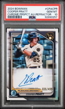 2024 #CPACPR Cooper Pratt PSA 10 Bowman Chrome Prospect Autographs